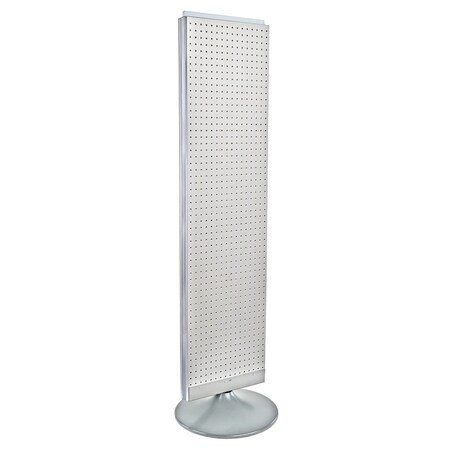 Azar Displays Two-Sided Pegboard Floor Display on a Silver Round Non-Revolving Base 700440-WHT